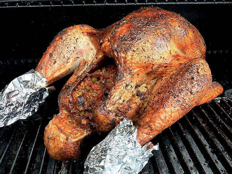 Perfect and Juicy Smoked Christmas Turkey with Brown Rice Stuffing
